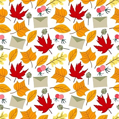 EPS 해외이미지 열매 낙엽 패턴 일러스트 편지봉투 사람없음 노란색 패턴백그라운드 가을 해외일러스트 식물 계절 컬러 백그라운드 잎 무늬 봉투 편지 파일형식 벡터