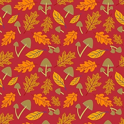 EPS 해외이미지 낙엽 패턴 일러스트 사람없음 빨간색 버섯 패턴백그라운드 가을 해외일러스트 계절 컬러 백그라운드 잎 무늬 파일형식 벡터