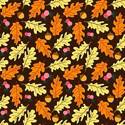 EPS 해외이미지 열매 낙엽 패턴 일러스트 사람없음 갈색 패턴백그라운드 가을 도토리 해외일러스트 식물 계절 컬러 백그라운드 잎 무늬 견과류 파일형식 벡터