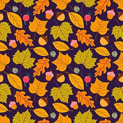 EPS 해외이미지 열매 낙엽 패턴 일러스트 사람없음 주황색 패턴백그라운드 가을 도토리 머핀 해외일러스트 식물 계절 빵 컬러 백그라운드 잎 무늬 견과류 파일형식 벡터