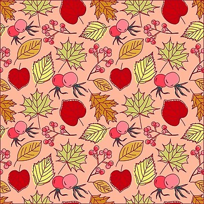 EPS 해외이미지 열매 분홍색 낙엽 패턴 일러스트 사람없음 패턴백그라운드 가을 해외일러스트 식물 계절 컬러 백그라운드 잎 무늬 파일형식 벡터