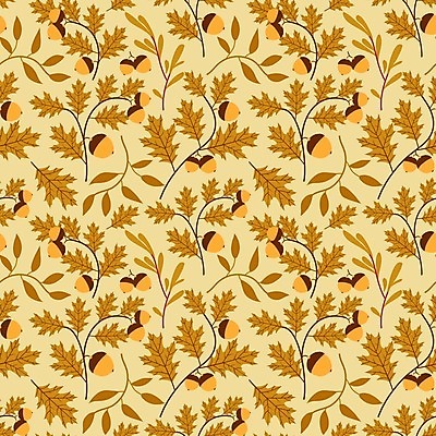 EPS 해외이미지 낙엽 패턴 일러스트 사람없음 노란색 패턴백그라운드 가을 도토리 해외일러스트 계절 컬러 백그라운드 잎 무늬 견과류 파일형식 벡터