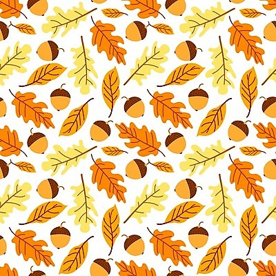 EPS 해외이미지 낙엽 패턴 일러스트 사람없음 노란색 패턴백그라운드 가을 도토리 해외일러스트 계절 컬러 백그라운드 잎 무늬 견과류 파일형식 벡터