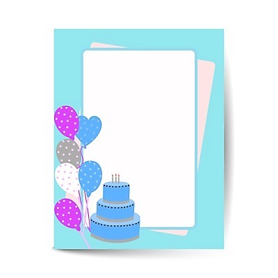 EPS 해외이미지 하늘색 프레임 사람없음 하트풍선 풍선 생일카드 3단케이크 프레임일러스트 카피스페이스 해외일러스트 일러스트 카드_감사 파란색 케이크 공백 하트 파일형식 벡터