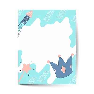 EPS 해외이미지 하늘색 일러스트 왕관 프레임 폭죽 사람없음 생일카드 마법봉 별막대기 프레임일러스트 카피스페이스 해외일러스트 카드_감사 파란색 공백 막대기 파일형식 벡터