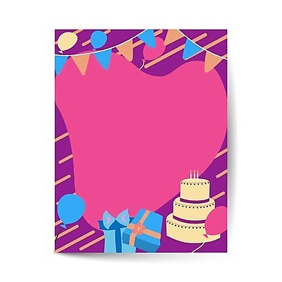 EPS 해외이미지 일러스트 프레임 사람없음 선물상자 줄무늬 풍선 생일카드 3단케이크 가랜드 진분홍색 프레임일러스트 카피스페이스 해외일러스트 분홍색 무늬 카드_감사 선물 상자 케이크 공백 파티용품 파일형식 벡터