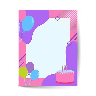 EPS 해외이미지 분홍색 일러스트 프레임 사람없음 케이크 풍선 생일카드 프레임일러스트 카피스페이스 해외일러스트 컬러 디저트 카드_감사 공백 파일형식 벡터