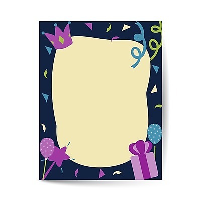 EPS 해외이미지 일러스트 왕관 프레임 사람없음 선물상자 남색 꽃가루 풍선 생일카드 마법봉 별막대기 프레임일러스트 카피스페이스 해외일러스트 컬러 카드_감사 선물 상자 공백 막대기 가루 파일형식 벡터