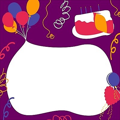 EPS 해외이미지 일러스트 프레임 사람없음 케이크 보라색 하트풍선 풍선 생일카드 프레임일러스트 카피스페이스 해외일러스트 컬러 디저트 카드_감사 공백 하트 파일형식 벡터