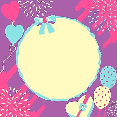 EPS 해외이미지 리본 일러스트 프레임 폭죽 사람없음 선물상자 보라색 하트풍선 풍선 하트상자 생일카드 프레임일러스트 카피스페이스 해외일러스트 컬러 카드_감사 선물 상자 공백 하트 파일형식 벡터