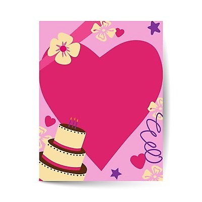 EPS 해외이미지 꽃 별 리본 분홍색 일러스트 프레임 사람없음 하트 생일카드 3단케이크 프레임일러스트 카피스페이스 해외일러스트 자연요소 모양 식물 컬러 카드_감사 케이크 공백 파일형식 벡터