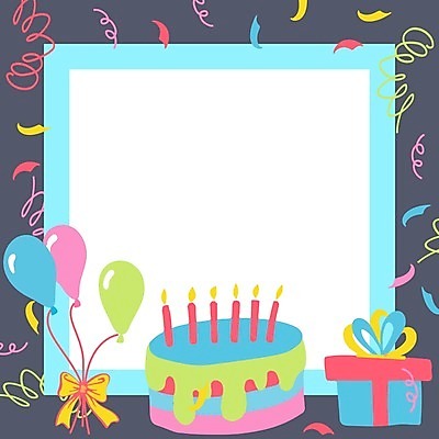 EPS 해외이미지 일러스트 프레임 사람없음 선물상자 케이크 꽃가루 풍선 생일카드 프레임일러스트 카피스페이스 해외일러스트 디저트 카드_감사 선물 상자 공백 가루 파일형식 벡터