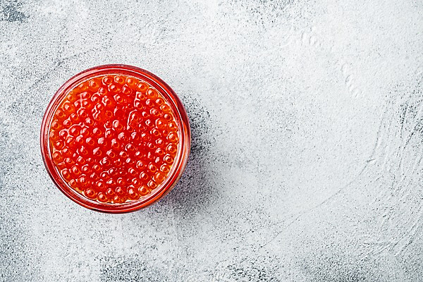 포토 JPG 해외이미지 회색배경 유리병 실내 사람없음 하이앵글 연어알 카피스페이스 해외포토 뷰포인트 백그라운드 병_용기 내부 알 공백 회색 파일형식