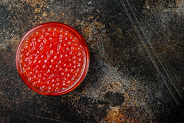 포토 JPG 해외이미지 검은배경 유리병 실내 사람없음 하이앵글 연어알 카피스페이스 해외포토 뷰포인트 백그라운드 병_용기 내부 알 검은색 공백 파일형식