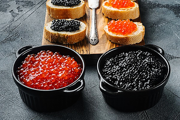 포토 JPG 해외이미지 그릇 회색배경 실내 사람없음 나이프 바게트 카나페 나무도마 연어알 캐비아 해외포토 식기 빵 백그라운드 식재료 도마 서양음식 내부 목재 알 회색 칼 파일형식