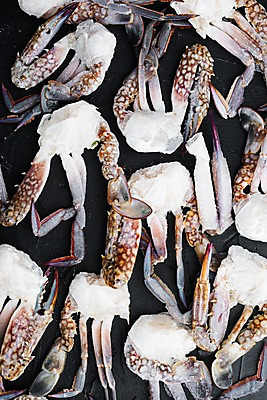 포토 JPG 해외이미지 검은배경 실내 사람없음 꽃게 가득함 해산물 반쪽 날것 슬라이스 게다리 해외포토 백그라운드 내부 검은색 게 파일형식