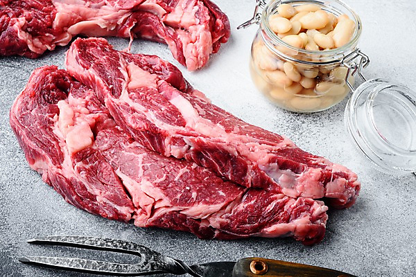 포토 JPG 해외이미지 포크 회색배경 콩 육류 사람없음 소고기 병 고기포크 해외포토 식기 백그라운드 식재료 곡류 회색 파일형식