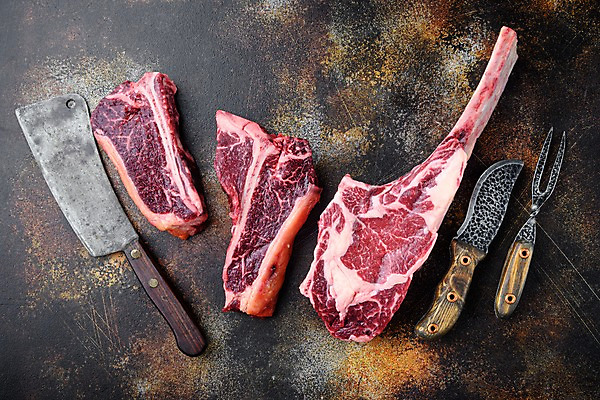포토 JPG 해외이미지 포크 식재료 실내 생고기 사람없음 소고기 칼 고기포크 티본스테이크 토마호크 해외포토 식기 육류 스테이크 내부 파일형식