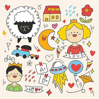 EPS 해외이미지 캐릭터 한마리 여자 남자 꽃 어린이 스티커 일러스트 폭죽 소년 두명 건물 기차 달 양 연 그림 UFO 풍선 공주님 성적표 왕자 어린이만 아기자기 해외일러스트 일러캐릭터 자연요소 식물 1 건축물 육상교통 컨셉 포유류 대중교통 사람 놀이용품 미확인물체 파일형식 벡터