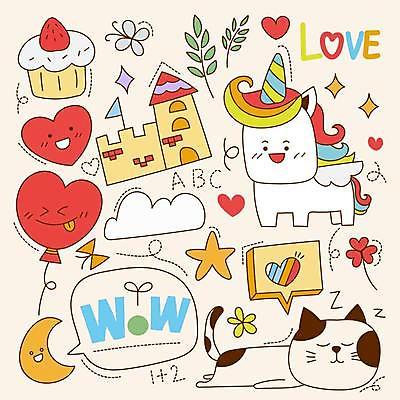 EPS 해외이미지 구름 캐릭터 별 말풍선 스티커 두마리 일러스트 사랑 사람없음 고양이 달 하트 성 컵케이크 그림 하트풍선 유니콘 아기자기 해외일러스트 일러캐릭터 자연요소 모양 건축물 감정 컨셉 2 포유류 반려동물 케이크 풍선 파일형식 벡터