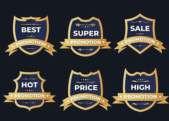 EPS 해외이미지 리본 일러스트 사람없음 세트 라벨 세일 금색 빈티지 남색 방패모양 해외일러스트 모양 컬러 컨셉 프레임 방패 파일형식 벡터