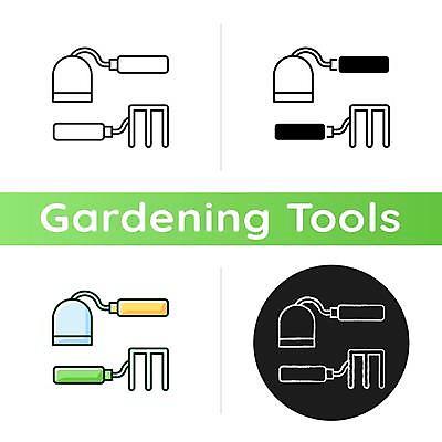 EPS 해외이미지 일러스트 사람없음 세트 원형 원예 갈퀴 괭이 원예용품 홈가드닝 해외일러스트 도형 식물 생활용품 취미 파일형식 벡터