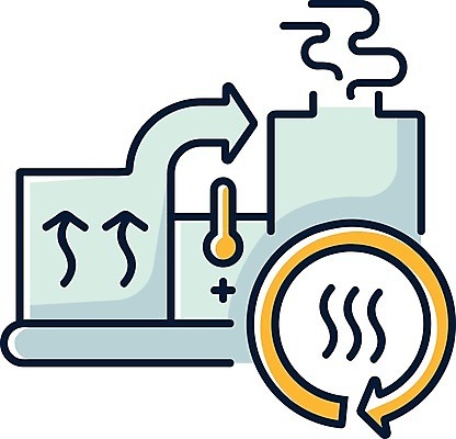 EPS 해외이미지 산업 화살표 일러스트 사람없음 노란색 에너지 흰색 열 연기 온도계 난방 냉방 환기 해외일러스트 컬러 파일형식 벡터