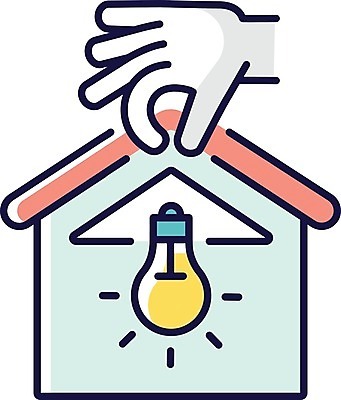 EPS 해외이미지 손 산업 일러스트 전구 조명 주택 들기 신체부위 빨간색 에너지 흰색 해외일러스트 컬러 모션 사람 건물 파일형식 벡터