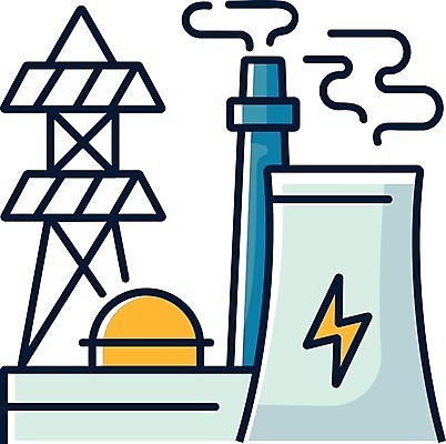 EPS 해외이미지 산업 일러스트 사람없음 노란색 에너지 흰색 연기 전기에너지 송전탑 원자력 원자력발전소 해외일러스트 컬러 탑 파일형식 벡터