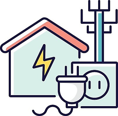 EPS 해외이미지 산업 일러스트 주택 사람없음 에너지 흰색 콘센트 전기에너지 번개모양 해외일러스트 모양 컬러 건물 번개 파일형식 벡터