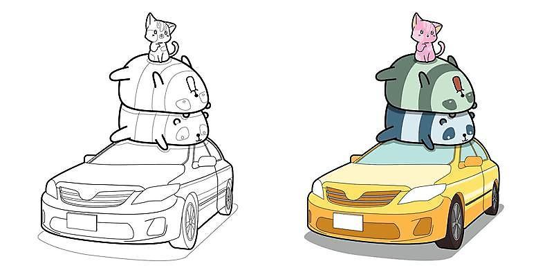 EPS 해외이미지 동물캐릭터 여러마리 일러스트 자동차 사람없음 눕기 귀여움 고양이 승차 판다 젠탱글 해외일러스트 일러캐릭터 동물 캐릭터 육상교통 다수 컨셉 곰 포유류 모션 반려동물 파일형식 벡터