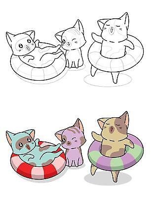 EPS 해외이미지 동물캐릭터 여러마리 일러스트 휴식 사람없음 눕기 귀여움 고양이 튜브 젠탱글 해외일러스트 일러캐릭터 동물 캐릭터 다수 컨셉 포유류 모션 반려동물 파일형식 벡터