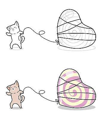 EPS 해외이미지 동물캐릭터 두마리 일러스트 사랑 사람없음 귀여움 고양이 당기기 묶기 하트풍선 젠탱글 소유 해외일러스트 일러캐릭터 동물 캐릭터 감정 컨셉 2 포유류 모션 반려동물 하트 풍선 파일형식 벡터