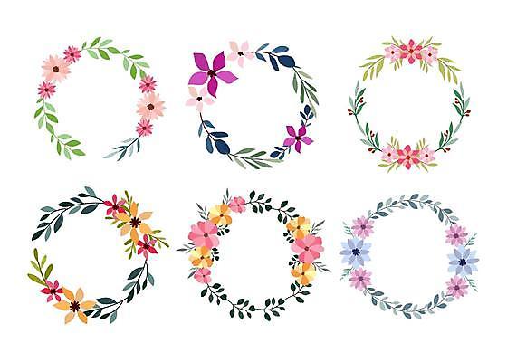 EPS 해외이미지 꽃 잎 일러스트 프레임 사람없음 세트 원형 꽃프레임 해외일러스트 도형 식물 파일형식 벡터
