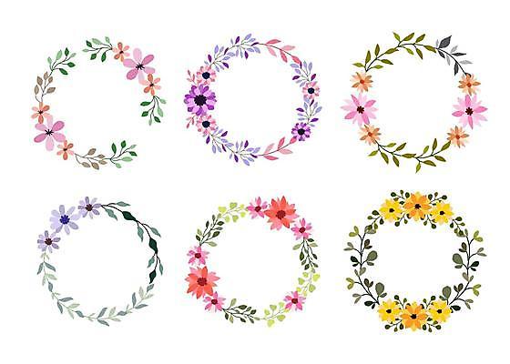 EPS 해외이미지 꽃 잎 일러스트 프레임 사람없음 세트 원형 꽃프레임 해외일러스트 도형 식물 파일형식 벡터