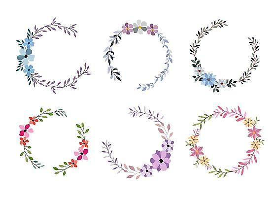 EPS 해외이미지 꽃 잎 일러스트 프레임 사람없음 세트 원형 꽃프레임 해외일러스트 도형 식물 파일형식 벡터