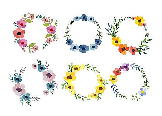 EPS 해외이미지 꽃 잎 일러스트 프레임 사람없음 세트 원형 꽃프레임 해외일러스트 도형 식물 파일형식 벡터