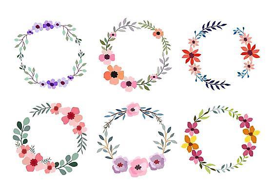 EPS 해외이미지 꽃 잎 일러스트 프레임 사람없음 세트 원형 꽃프레임 해외일러스트 도형 식물 파일형식 벡터
