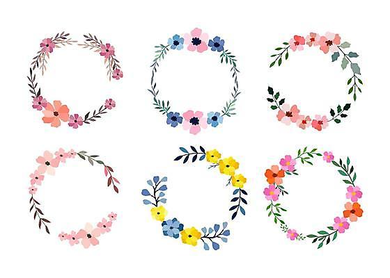 EPS 해외이미지 꽃 잎 일러스트 프레임 사람없음 세트 원형 꽃프레임 해외일러스트 도형 식물 파일형식 벡터