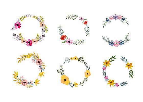 EPS 해외이미지 꽃 잎 일러스트 프레임 사람없음 세트 원형 꽃프레임 해외일러스트 도형 식물 파일형식 벡터
