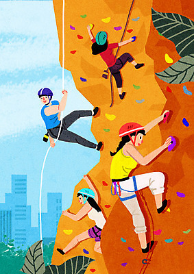 전신 PSD 여자 남자 밧줄 잎 일러스트 매달리기 여러명 성인 취미 건물 잡기 보호장비 암벽 암벽등반 수강생 암벽등반가 자기개발 클라이머 성인만 원데이클래스 국내일러스트 식물 건축물 줄 다수 모션 사람 등산 장비 등산객 클래스 파일형식