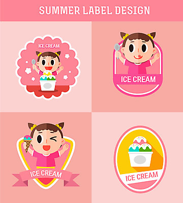 여자 리본 어린이 분홍색 일러스트 윙크 들기 소녀 상반신 세명 여름 여름휴가 바캉스 라벨 숟가락 콘아이스크림 컵아이스크림 소녀만 국내일러스트 AI파일 계절 컬러 모션 휴가 아이스크림 프레임 수저 표정 사람 여자만 어린이만 파일형식 벡터 여름_계절