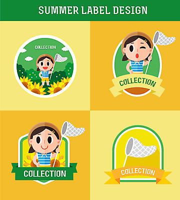 전신 여자 리본 어린이 일러스트 해바라기 윙크 들기 소녀 상반신 세명 초록색 여름 여름휴가 바캉스 노란색 라벨 풀 밀짚모자 곤충채집 채집망 소녀만 국내일러스트 AI파일 식물 모자_잡화 계절 꽃 컬러 곤충 모션 휴가 프레임 표정 사람 수집 여자만 어린이만 파일형식 벡터 여름_계절