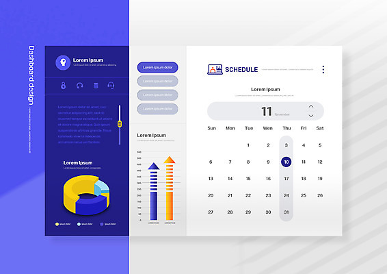 PSD 편집이미지 화살표 모바일 사람없음 달력 11월 원그래프 온라인 UI 인터페이스 대시보드 이미지편집 그래프 날짜 파일형식