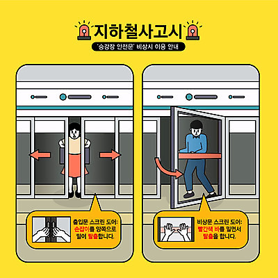 전신 손 여자 남자 일러스트 안내 설명 서기 성인 두명 신체부위 잡기 전철 밀기 플랫폼 탈출 재해 긴급상황 비상탈출 스크린도어 매뉴얼 성인만 행동요령 국내일러스트 AI파일 육상교통 컨셉 교통시설 모션 대중교통 안전 사람 긴급 안전장비 파일형식 벡터