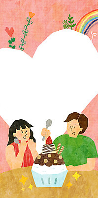 PSD 커플 여자 남자 분홍색 무지개 일러스트 여름음식 프레임 들기 상반신 성인 두명 여름 숟가락 하트 빙수 여름라이프 프레임일러스트 하트꽃 성인만 제철음식 국내일러스트 자연요소 모양 라이프스타일 계절 꽃 음식 컬러 관계 모션 디저트 수저 사람 제철 파일형식 여름_계절