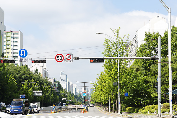 포토 JPG 주간 나무 구름 도로 교통 가로등 자동차 하늘 아파트 사람없음 야외 신호등 통제 사회이슈 도로표지판 교통안전 사고예방 속도제한 안전속도 안전속도5030 50킬로미터 국내포토 자연요소 식물 공공시설 길 육상교통 컨셉 교통시설 주택 안전 금지 표지판 예방 정책 제한속도 파일형식