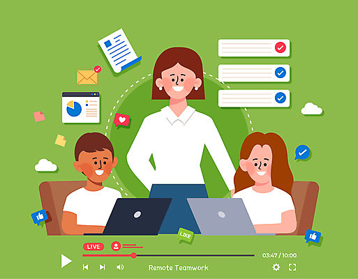 여자 남자 말풍선 일러스트 회의 모바일 협력 상반신 성인 세명 연두색 노트북 비즈니스맨 비즈니스우먼 이메일 재택근무 온라인 동영상창 라이브 화상통화 성인만 언택트 온택트 국내일러스트 AI파일 비즈니스 사람 초록색 전자제품 직장인 통화 동영상 파일형식 벡터