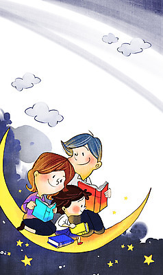 전신 PSD 구름 학생 어린이교육 별 어린이 일러스트 들기 앉기 소년 성인 책 세명 독서 교사 초승달 국내일러스트 자연요소 직업 교육 남자 모션 사람 달 파일형식