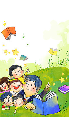 전신 PSD 학생 여자 어린이교육 남자 별 어린이 엎드리기 일러스트 들기 소녀 소년 여러명 상반신 성인 책 초록색 독서 교사 국내일러스트 자연요소 직업 교육 컬러 다수 모션 사람 파일형식